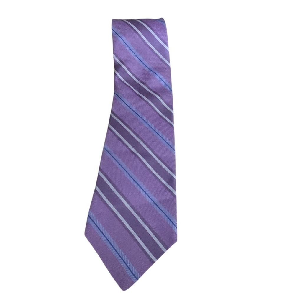 Nicole‎ Miller New York Mens Purple Striped Silk Necktie Classic Formal Tie